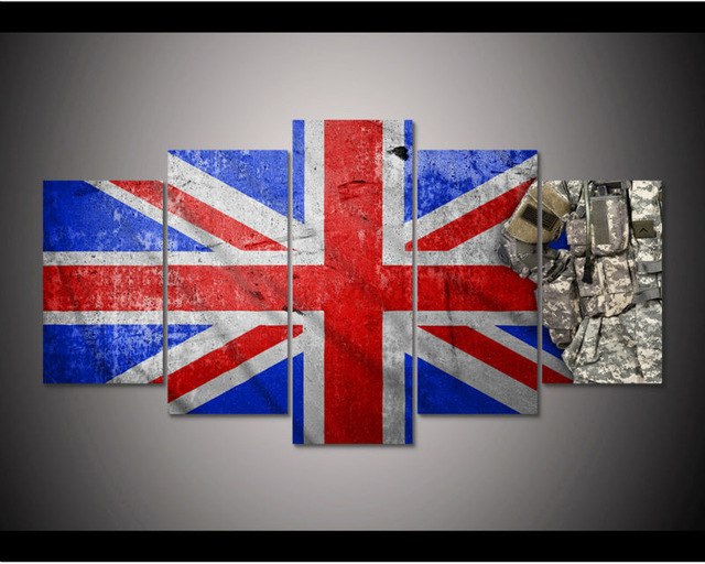 640x512 Hd Print 5 Pcs Uk Flag Soldier Canvas Wall Art Painting Modern - Uk Flag Painting