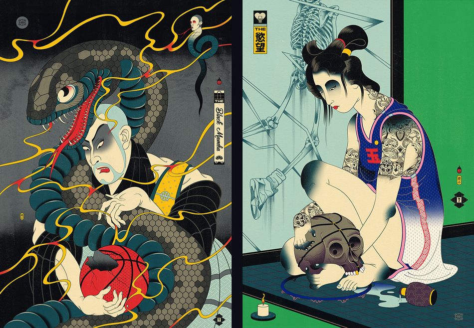 950x658 Photos] This Artist Creates Ukiyo E Paintings Of Basketball Stars - Ukiyo E Painting