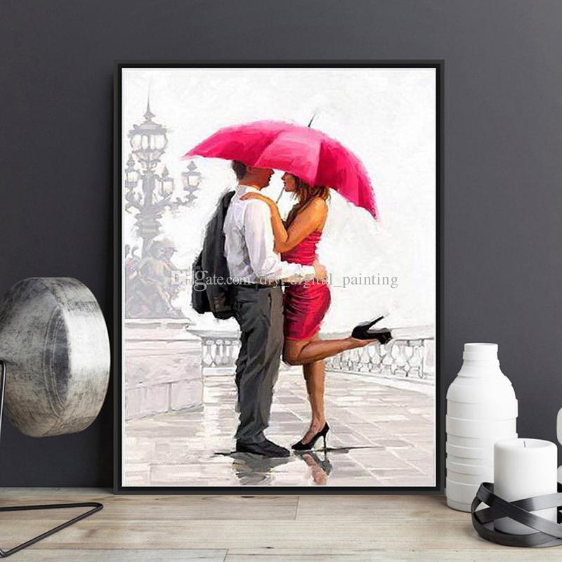 800x800 2018 Diy Painting By Numbers Kits Acrylic Paint Umbrella Couple - Umbrella Couple Painting