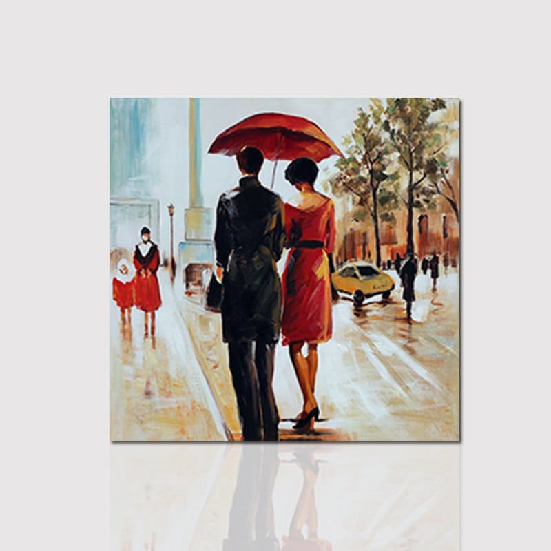 800x800 Colormix 80cmx80cm Hx Art Unframed Canvas Decorative Painting - Umbrella Couple Painting