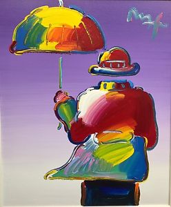 248x300 Peter Max Umbrella Man Original Acrylic On Canvas Ebay - Umbrella Man Painting