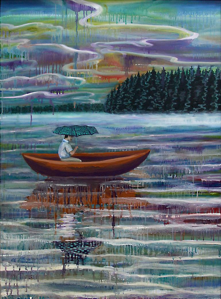 770x1041 Saatchi Art Umbrella Man Painting By Nataliya Scheib - Umbrella Man Painting