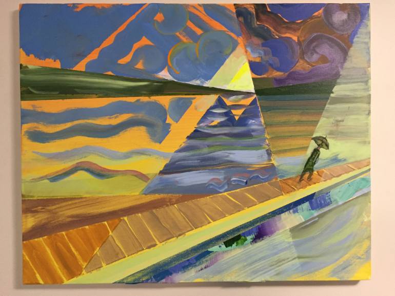 770x578 Saatchi Art Umbrella Man Walking Into Storm Painting By Andrew - Umbrella Man Painting