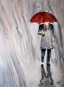 221x300 Umbrella Man Paintings - Umbrella Man Painting