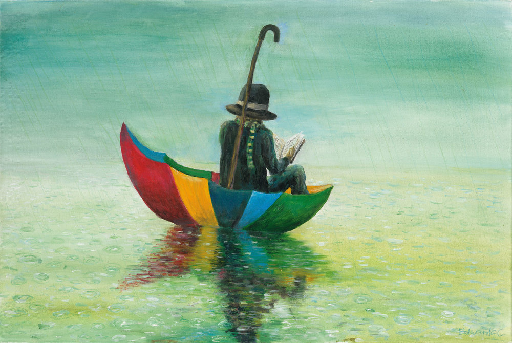 1000x670 Old Mill Gallery Umbrella Man - Umbrella Man Painting