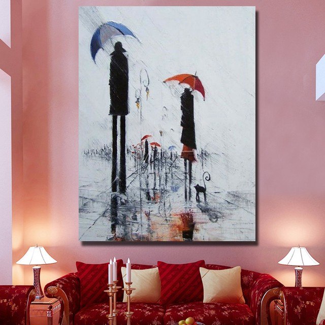 640x640 Online Shop Umbrella Man And Women Painting No Framed - Umbrella Man Painting