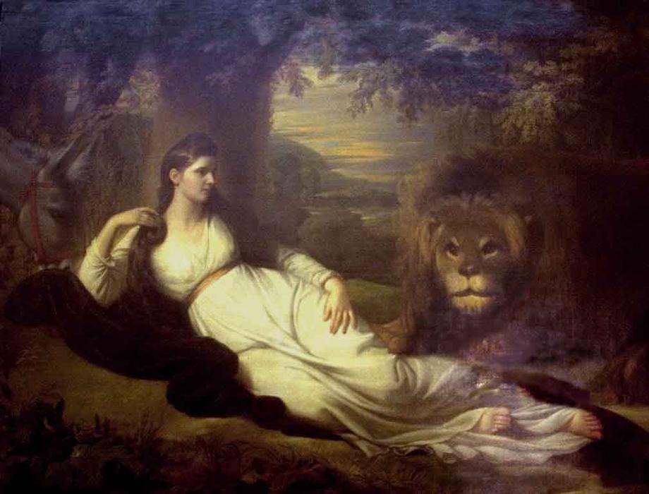 920x700 Una Amp The Lion, Oil By Benjamin West (1738 1820, United States) - Una And The Lion Painting