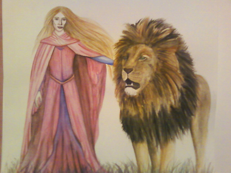 900x675 Una And The Lion - Una And The Lion Painting