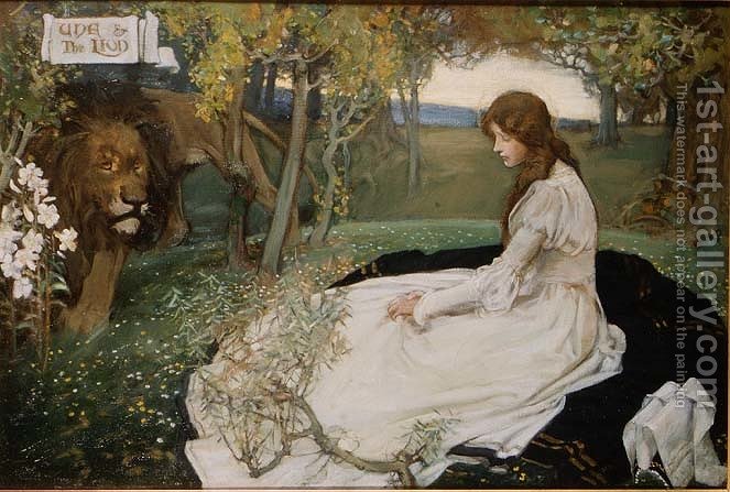 663x447 Una And The Lion Septimus Edwin Scott Reproduction 1st Art Gallery - Una And The Lion Painting