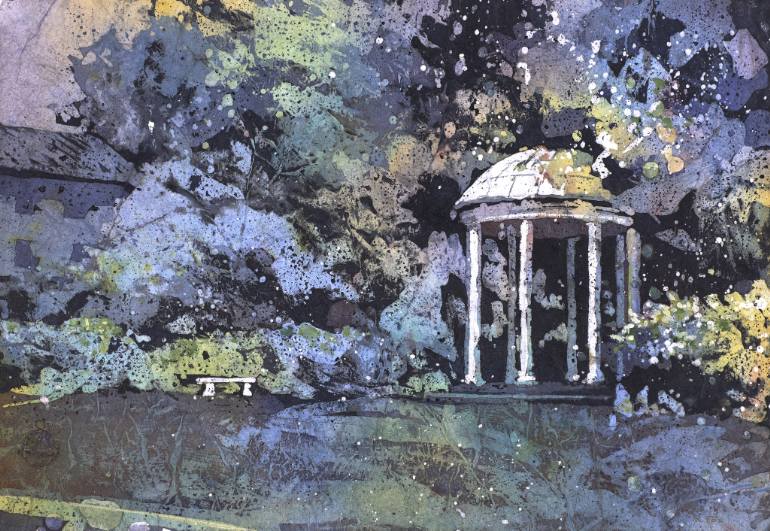 770x531 Saatchi Art Watercolor Batik Painting Of Old Well On University - Unc Painting