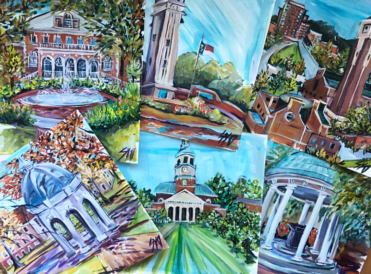 1242x919 Unc Old Well (Acrylic On Paper) Durrett Designs - Unc Painting