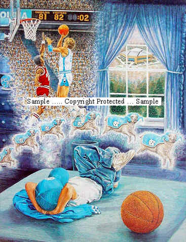 367x477 Unc Tar Heels Carolina Dreamin' Dreaming Basketball Sports Art Print - Unc Painting