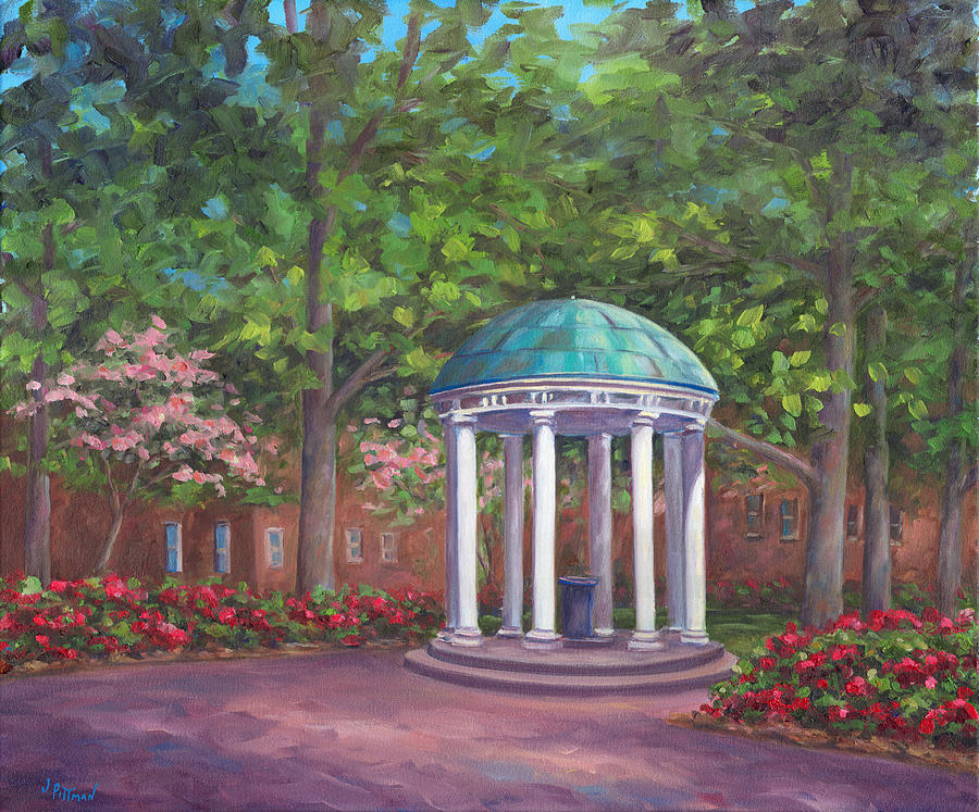 900x747 Unc Old Well In Spring Bloom Painting By Jeff Pittman - Unc Painting