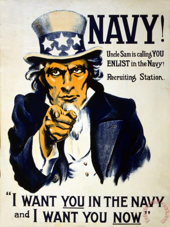 720x960 Others World War I 1914 1918 American Recruitment Poster 1917 Navy - Uncle Sam Painting