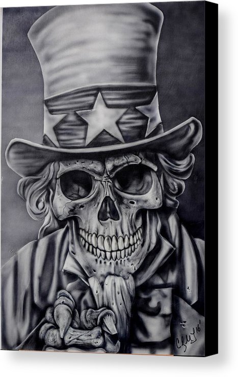 467x740 Uncle Sam Skull Painting Canvas Print Canvas Art By Cody Lebouef - Uncle Sam Painting