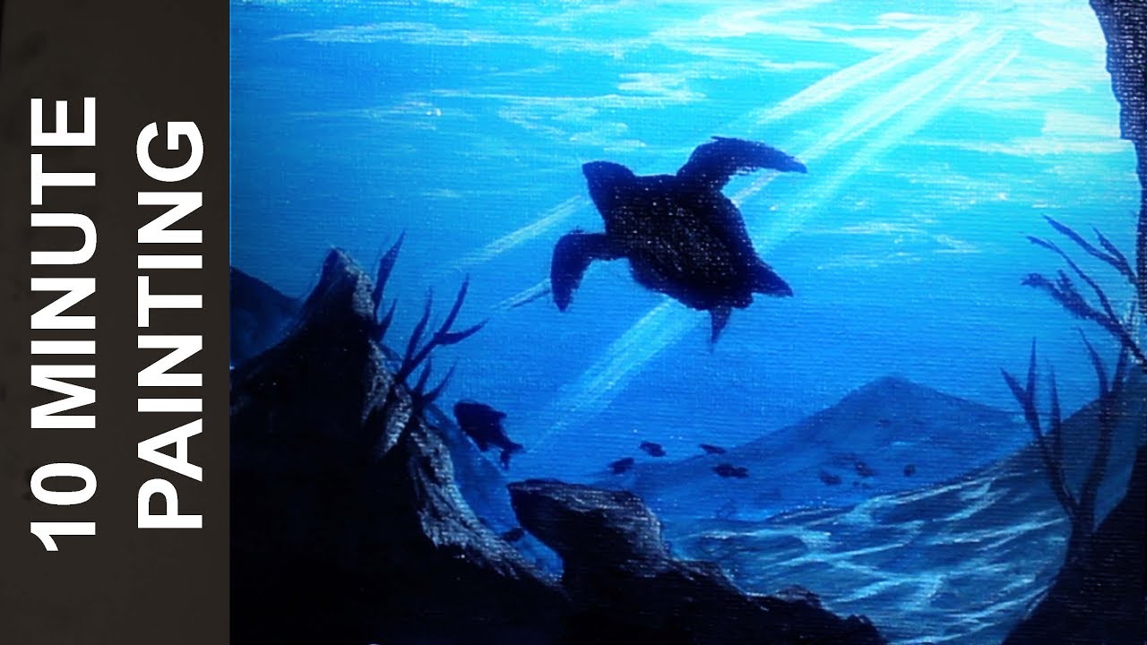1280x720 Painting An Underwater Seascape With Acrylics In 10 Minutes! - Under The Ocean Painting
