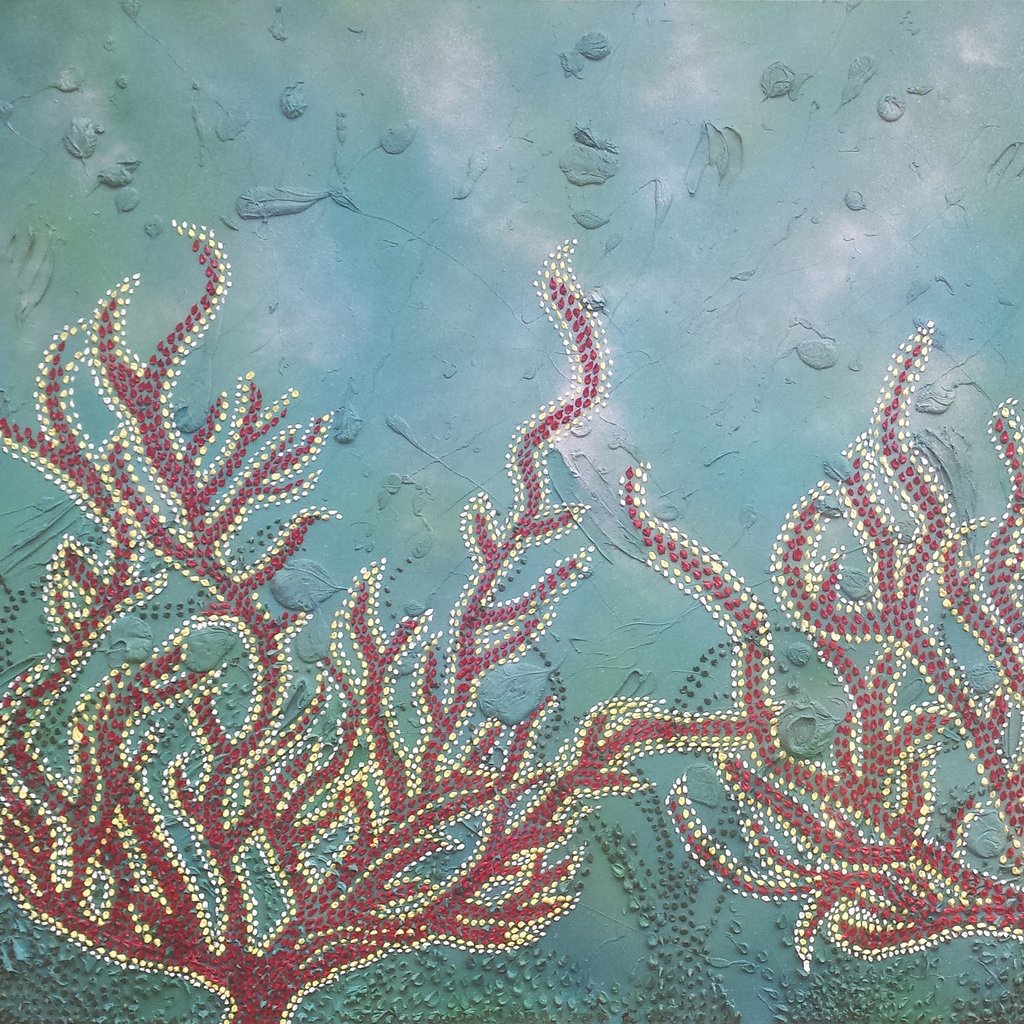 1024x1024 Under The Sea, Large Abstract Oil Painting Alexandra Romano Art - Under The Ocean Painting