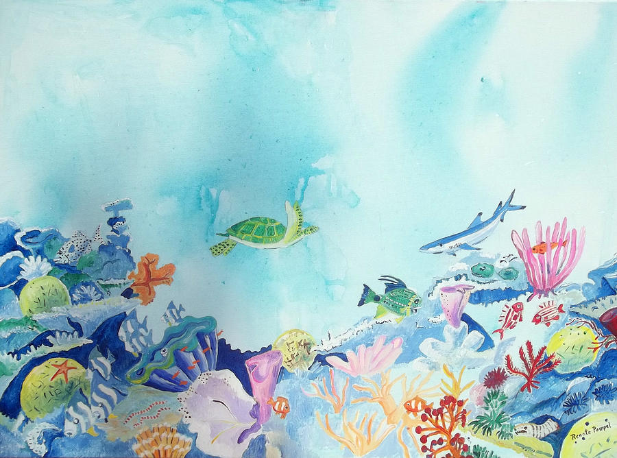 900x668 Beauty Under The Ocean Painting By Renate Pampel - Under The Ocean Painting