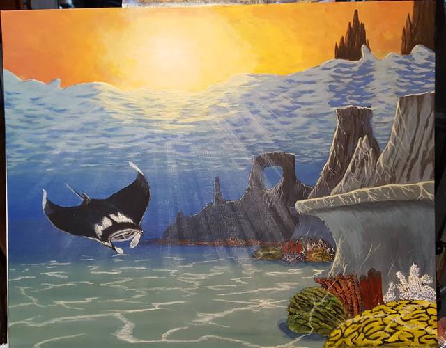 640x500 Daniel Rose Artwork Under The Sea Original Painting Acrylic - Under The Sea Painting