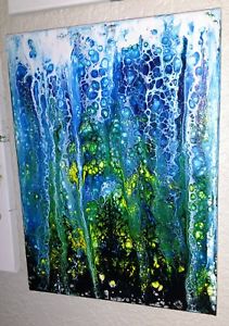 211x300 Original Art Abstract Painting, Under The Sea, Signed In The Back - Under The Sea Painting