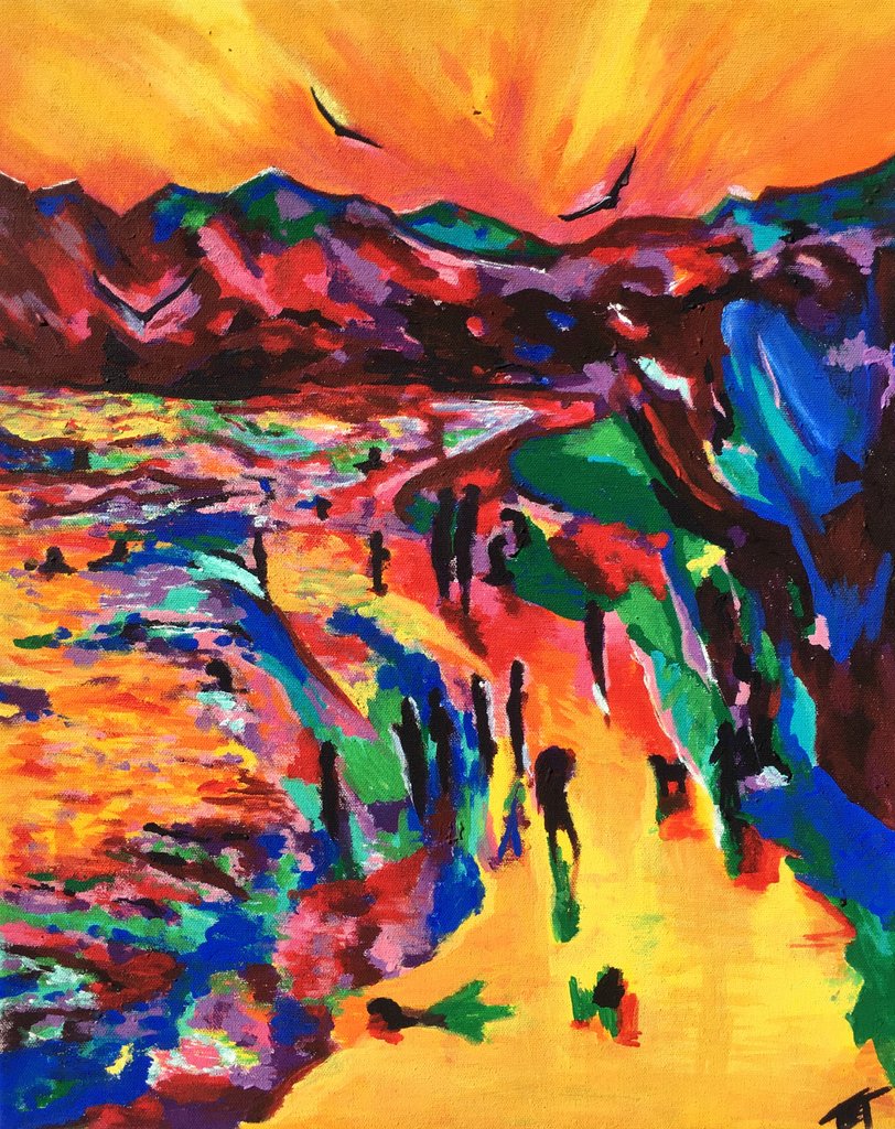 812x1024 Under The Sun Miles And Miles Painting Sunset Beach Summer Art - Under The Sun Painting