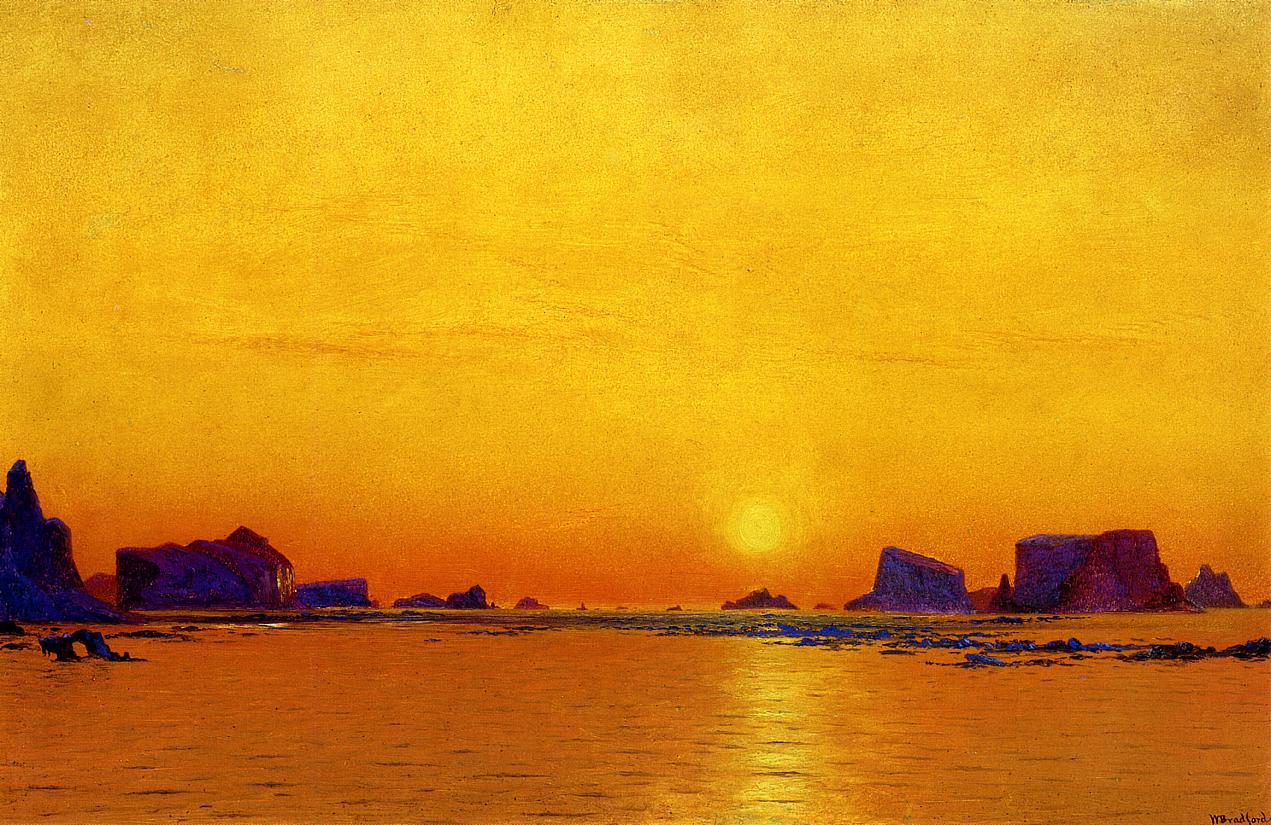 1271x825 Ice Floes Under The Midnight Sun Painting William Bradford Oil - Under The Sun Painting