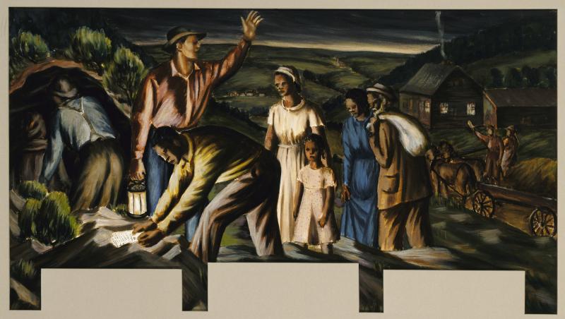800x452 The Underground Railroad (Mural Study, Dolgeville, New York Post - Underground Railroad Painting