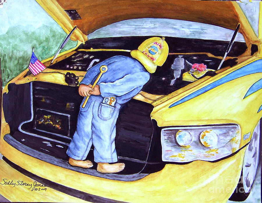 900x698 Under The Hood Painting By Sally Storey Jones - Underhood Painting