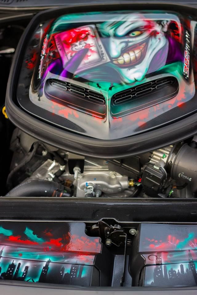640x960 Joker Automotive Engine Car Paint. Custom Painted Airbrush Under - Underhood Painting