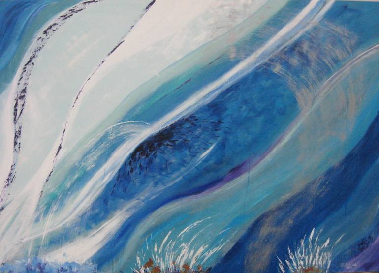 770x555 Saatchi Art Surfing Underwater ( Abstract Painting, Coastal - Underwater Abstract Painting