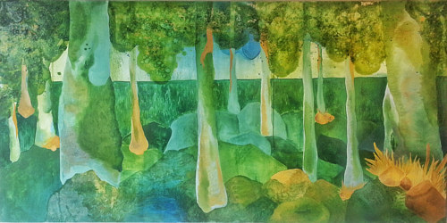 500x250 Underwater Plants Abstract Art By Giuliana Grande - Underwater Abstract Painting