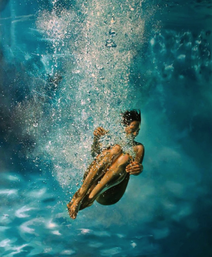 721x873 Eric Zener's New Photorealistic Underwater Paintings - Underwater Art Painting