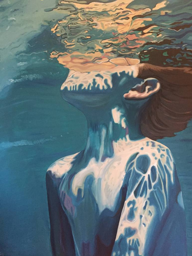 770x1027 Saatchi Art Boy Underwater Painting By Annie Donlin - Underwater Art Painting