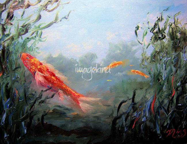 650x500 Underwater Koi Fish By Mazz Original Paintings - Underwater Art Painting