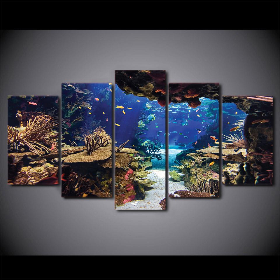 960x960 Hd Printed 5 Piece Canvas Art Underwater Sea Fish Coral Reefs - Underwater Canvas Painting