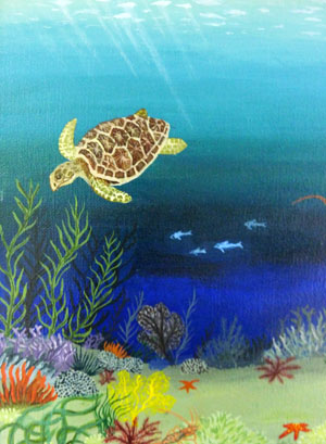 300x409 Myrart Design Underwater World - Underwater Canvas Painting