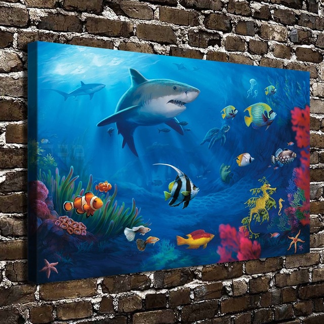 640x640 C0073 Underwater World Coral Christmas Gift Hd Canvas Print Home - Underwater Canvas Painting