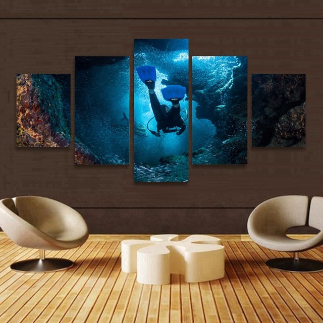 640x640 Canvas Painting Wall Art Pictures Frame Home Decor 5 Pieces Coral - Underwater Canvas Painting