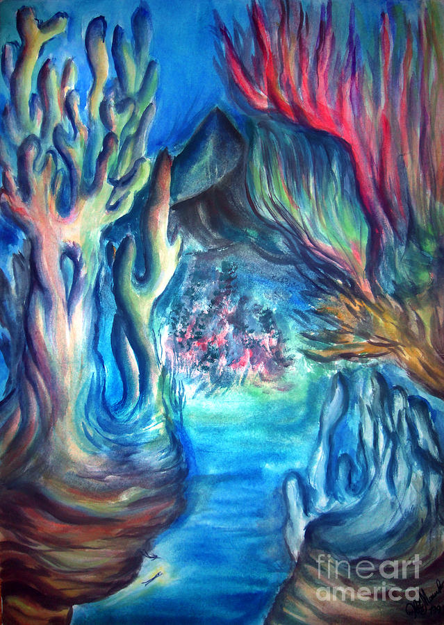 639x900 Coral Island. Underwater Swimming Painting By Sofia Metal Queen - Underwater Coral Painting