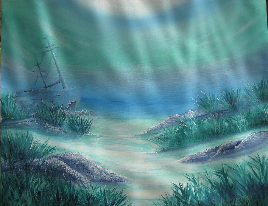900x691 Ship Wreck Painting By Thomas Kirby - Underwater Landscape Painting
