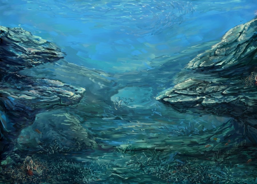 900x643 Underwater, Sea Landscape By Konsuello - Underwater Landscape Painting