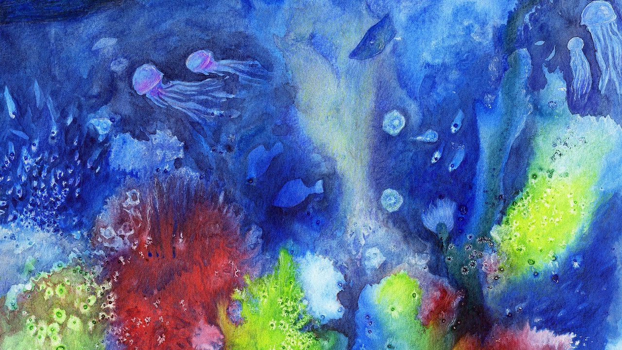 1280x720 Underwater Landscape Watercolor - Underwater Landscape Painting