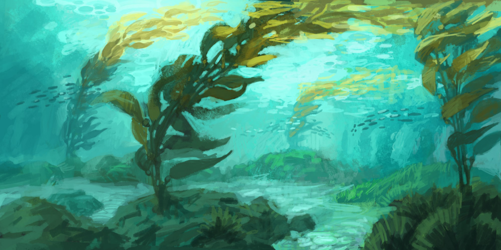 1000x500 Underwater Sketch 2 By K4orta - Underwater Landscape Painting