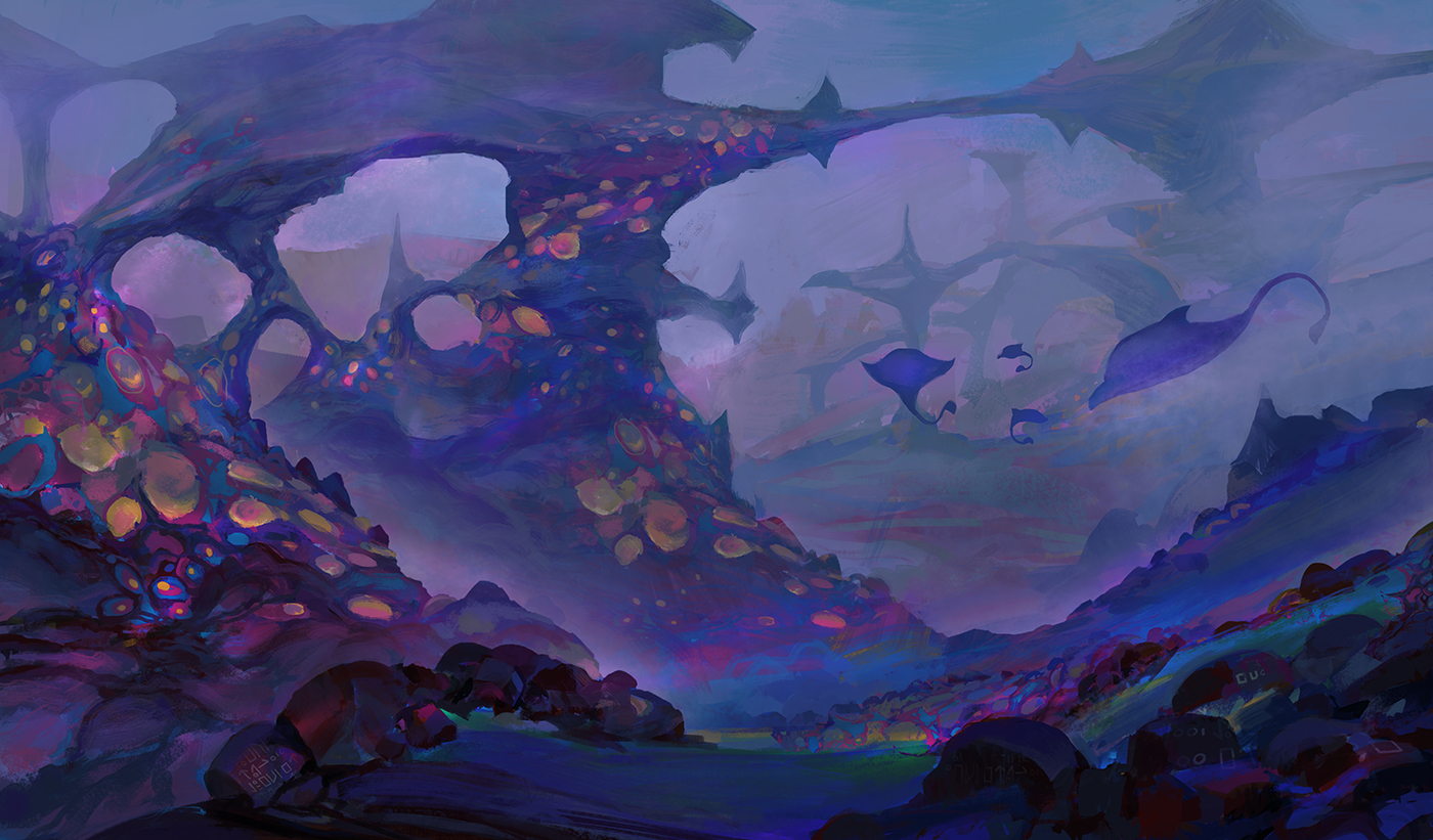 1400x821 Underwater Alien Landscape - Underwater Landscape Painting