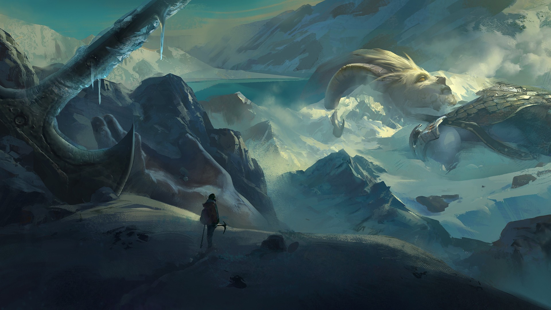 1920x1080 Wallpaper Landscape, Painting, Digital Art, Sky, Earth - Underwater Landscape Painting