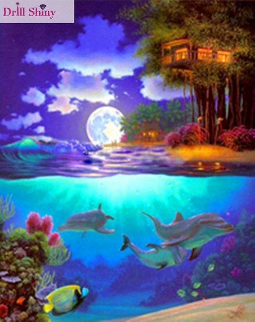 507x640 Cna 5d Diy Diamond Painting Full Mosaic The Underwater World - Underwater Landscape Painting