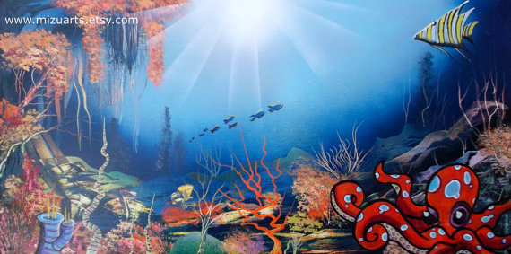 570x283 Items Similar To Aquatics - Underwater Landscape Painting