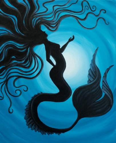 406x500 Underwater Mermaid - Underwater Looking Up Painting