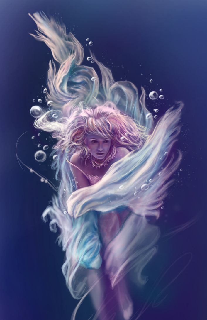 706x1091 Underwater - Underwater Looking Up Painting