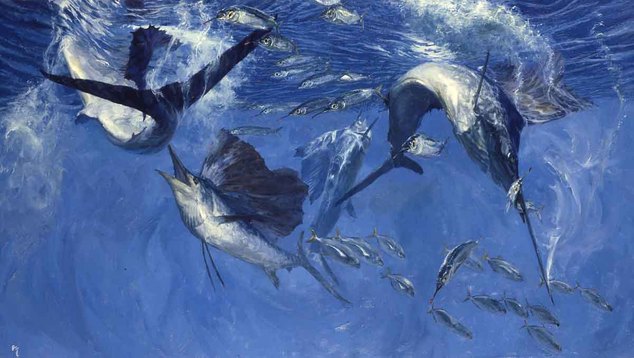 634x358 Marine Oil Paintings Underwater Marine - Underwater Looking Up Painting